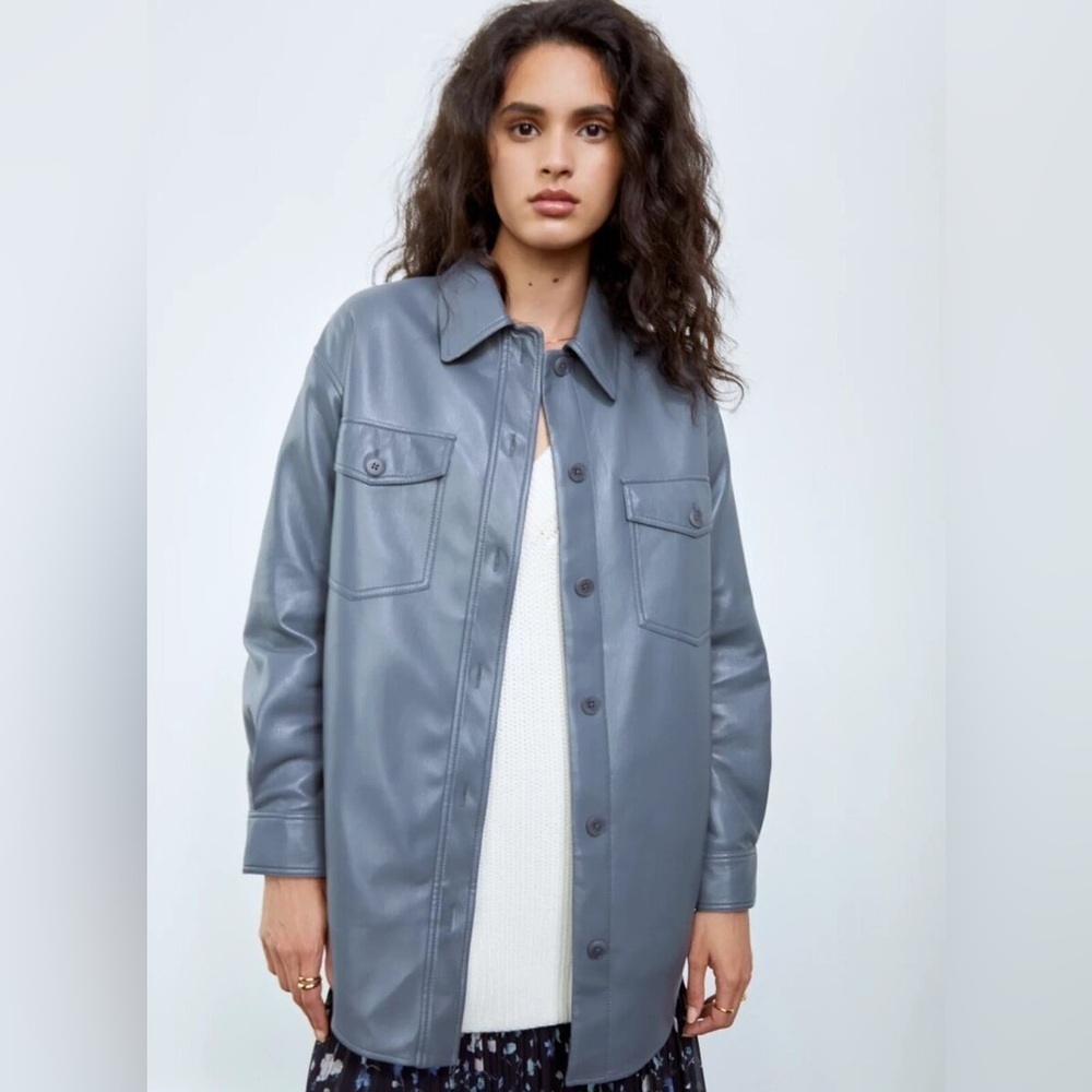 NEW Aritzia Wilfred The Ganna Vegan Leather Shirt Jacket Shacket Size XS NWT